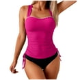 thumbnail image 5 of Ounisa Womens Tankini Swimsuits Tummy Control 2 Piece Ruched Drawstring Bathing Suits Shell Stitch Swim Suit, 5 of 9