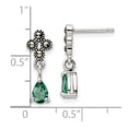 thumbnail image 2 of Auriga Fine Jewelry 925 Sterling Silver Antiqued Marcasite and Cr. Green Quartz Post Dangle Earrings for Women, 2 of 4
