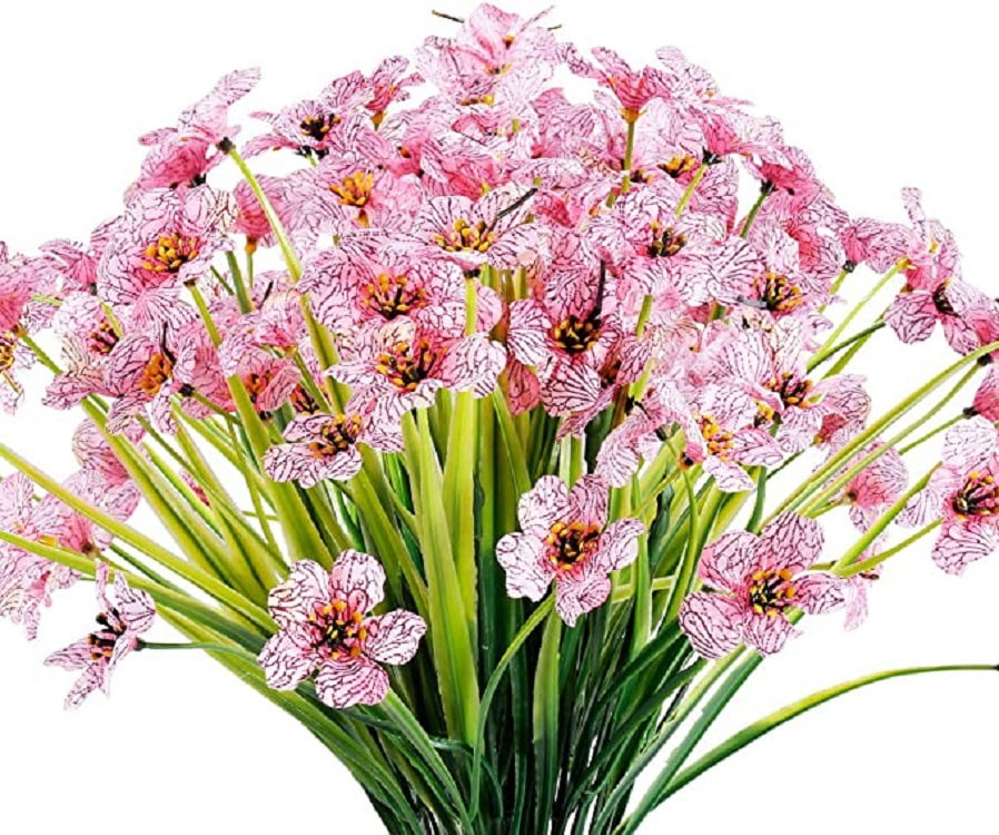 GRNSHTS 6 Bundles Artificial Flowers Outdoor UV Resistant Fake Flowers ...
