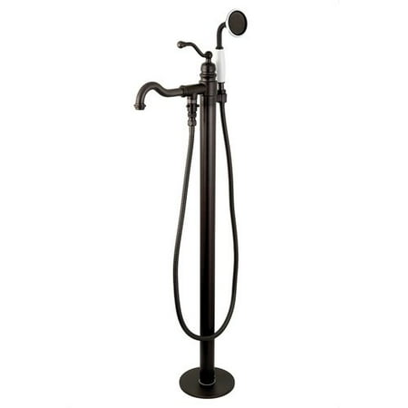 Kingston Brass Kaiser Single Handle Floor Mount Roman Freestanding Tub Filler with Hand Shower