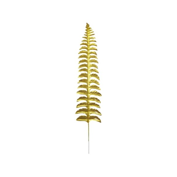 Artificial Golden Leaves with Stems Fake Gold Plants Foliage Stems Simulation Monstera Palm Leaves for Wedding Party Picks DIY Wreath Crafts Tabletop Vase Filler Decors, 1Pc(Gold7,18.5x3.9")