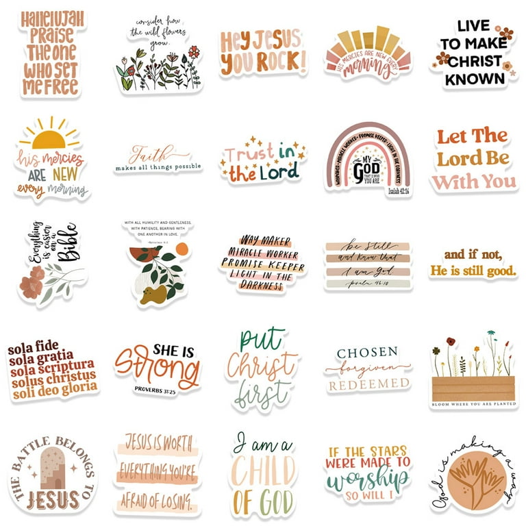 50Pcs Inspirational Phrases Stickers, Christian Stickers Religious