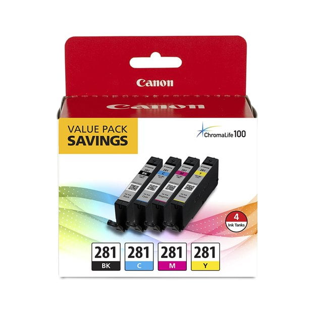 Canon CLI281 Black/Cyan/Magenta/Yellow Standard Yield Ink Cartridge, 4