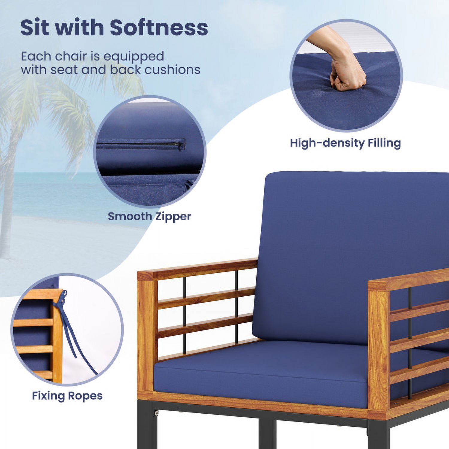 Aimee Lii 7 Pieces Patio Acacia Wood Dining Chair and Table Set for Backyard and Poolside, Outdoor Patio Furniture, Navy Aimee Lii 7 Pieces Patio Acacia Wood Dining Chair and Table Set for Backyard and Poolside, Outdoor Patio Furniture, Navy