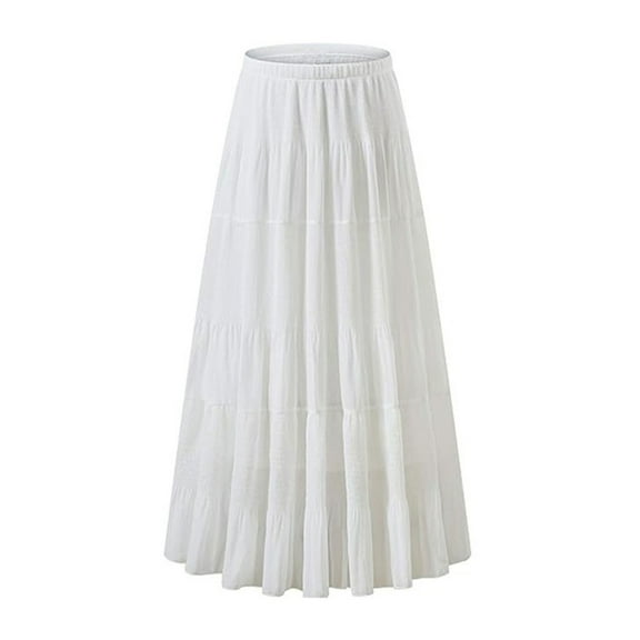 Slimming High Waist Stretchy A Line Midi Skirt Elastic Band Dress for Daily Wear