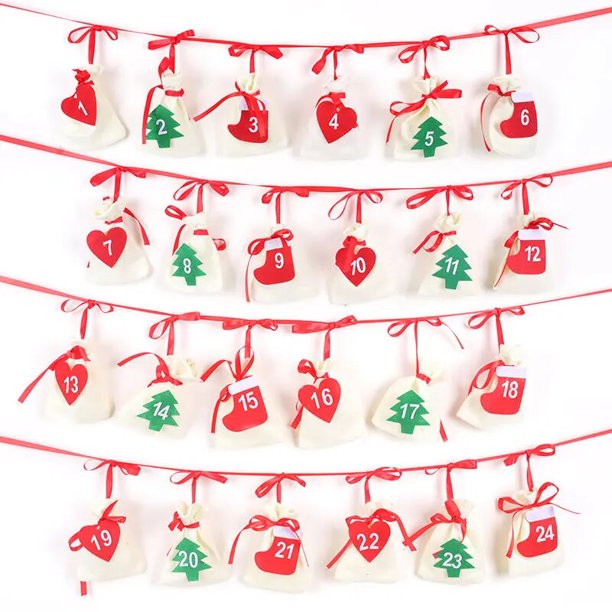 Calendario de Adviento de Navidad, bolsa de regalo de fieltro artesanal, cuenta atrás, guirnalda, fecha, Año Nuevo, decoración navideña, 24/31 días