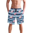 thumbnail image 4 of Dailycode Men's Quick Dry Swim Trunks Beach Shorts Casual Summer Board Shorts with Pockets, Flamingo with Heart, 4 of 8