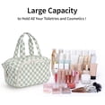 thumbnail image 4 of Makeup Bag Travel Toiletry Bag for Women, Wide Open Large Cosmetic Bags Make up Organizer with Handle, Wet Pocket, for Towel Toiletries, Checkerboard, 4 of 8