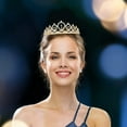 thumbnail image 2 of Women Crown, Rhinestone Alloy Fabric Tiara Headband for Birthday Party (1 x Tiara Headband+1 x Satin Sash), 2 of 8