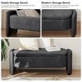 thumbnail image 4 of Lecut Storage Bench for Bedroom Sherpa Upholstery Oval Ottoman Bench for Living Room Modern End of Bed Storage Bench with Large Storage Space 47“ Entryway Storage Bench Dark Grey, 4 of 9