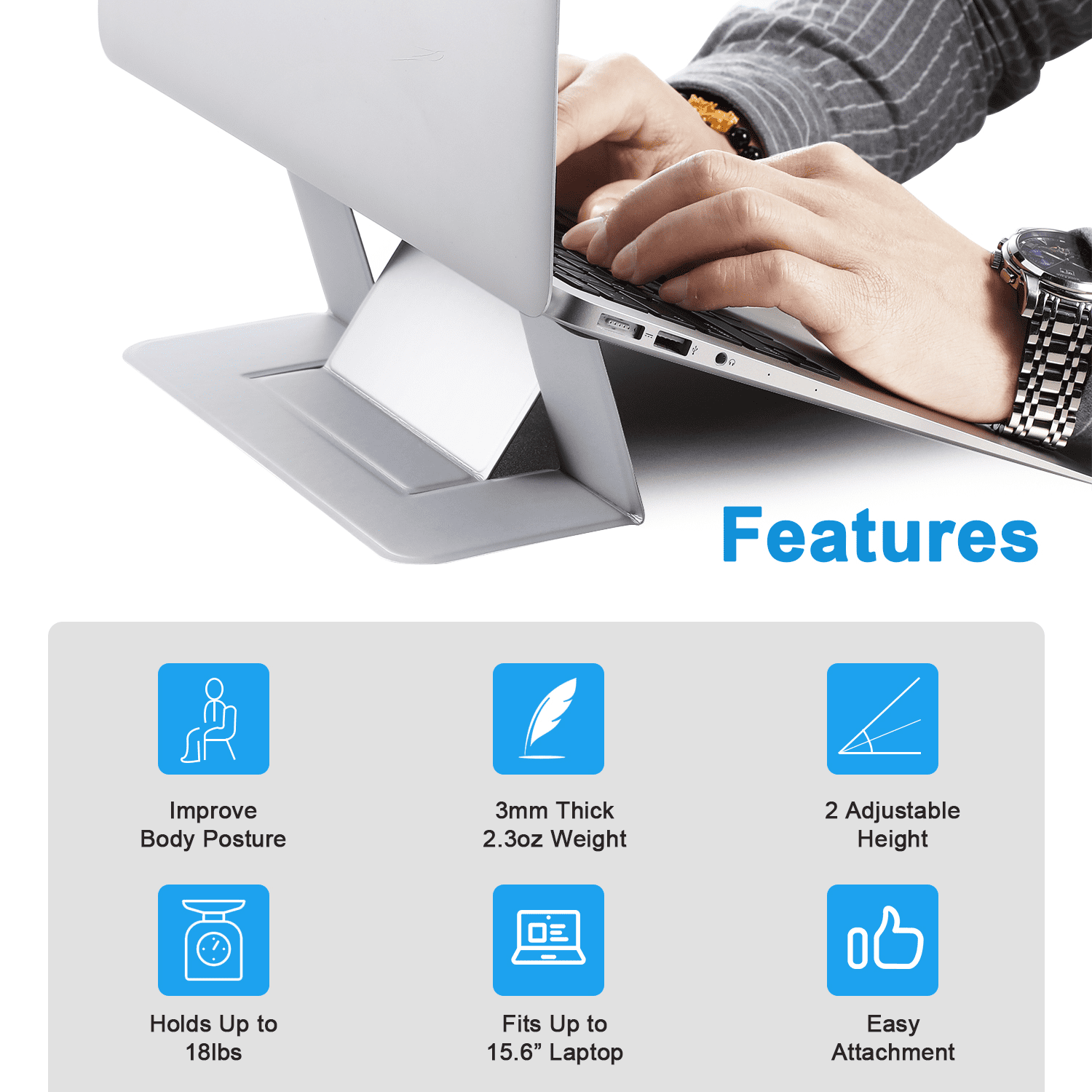 Details about   Adjustable Laptop Stand Folding Portable Desktop iPad Holder Office Support NEW 