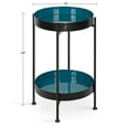 thumbnail image 2 of Kate and Laurel Nira Two-Tiered Mid-Century Side Table, 15" x 15" x 24", Teal And Black, Chic Modern End Table For Storage And Decor, 2 of 6