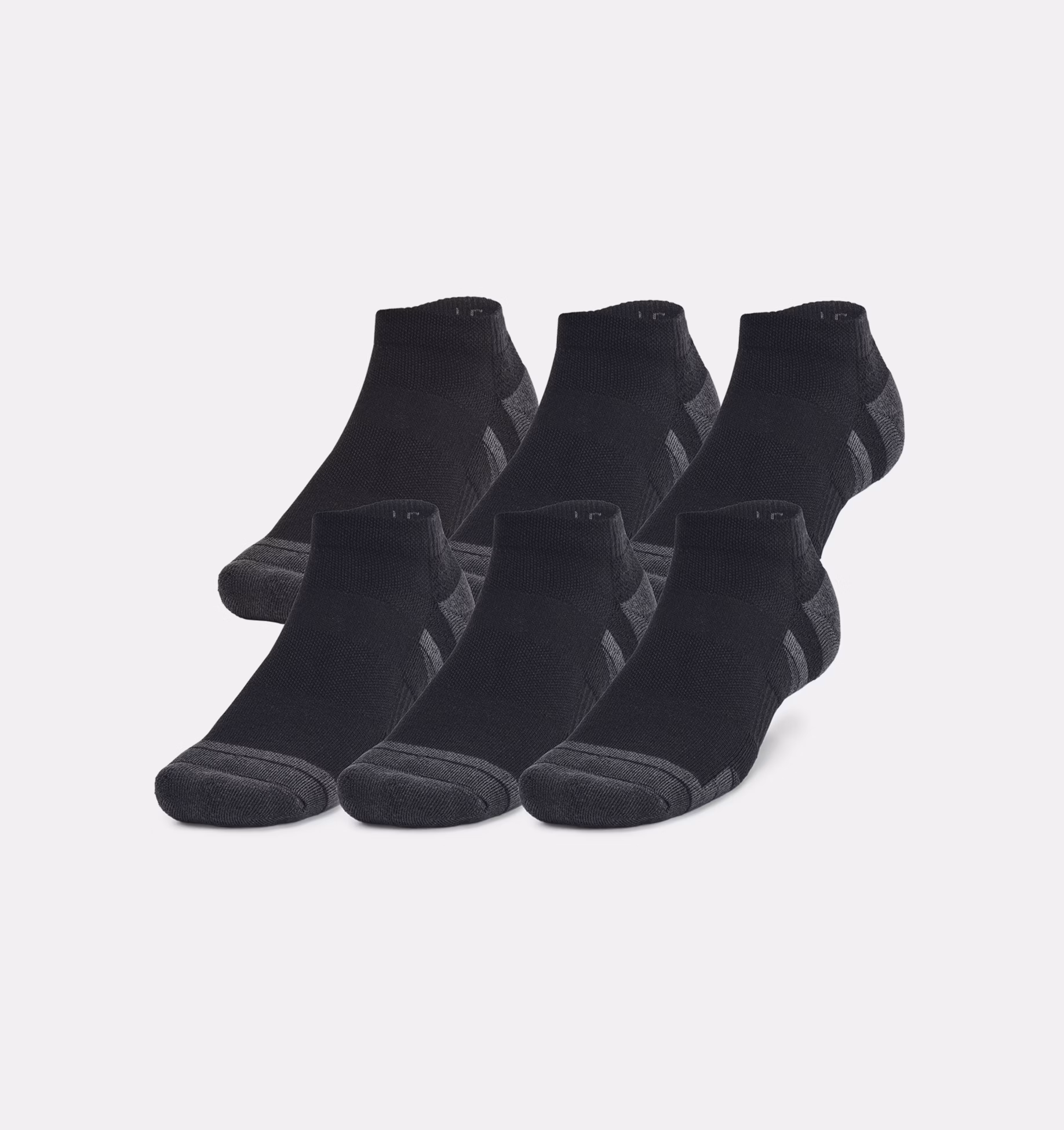 Black, variant on UA 6 Pack Under Armour Cushioned Low Cut Performance Tech Socks