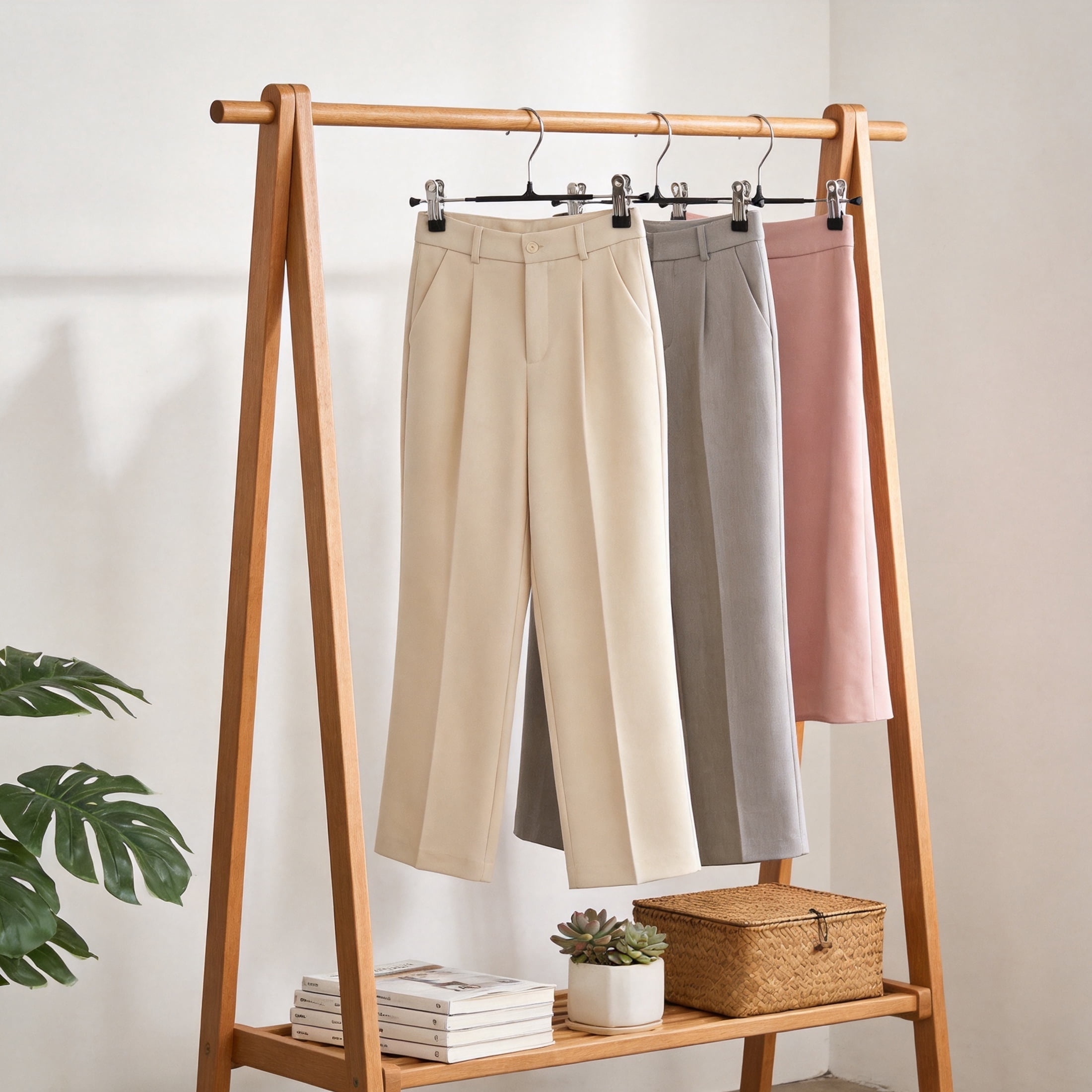 GARITIN Pants Hangers, 20 Pack Non-Slip Stainless Steel Adjustable Clip Hangers, Space Saving Clothes Hangers for Jeans, Skirts, Shorts