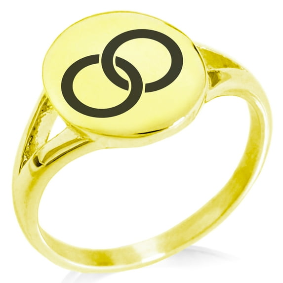 Stainless Steel Hatakeyama Samurai Crest Minimalist Oval Top Polished Statement Signet Ring