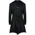 thumbnail image 2 of QATAINLAV Halloween Costume for Men Medieval Steampunk Tailcoat Victorian Gothic Jacket Button Lapel Blazer Tuxedo Coat Solid Color Suit Jacket My Orders Placed by Me Black XXL, 2 of 4