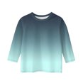 thumbnail image 5 of BLTIBY Children Girls Boys Casual 3/4 Sleeve Sweatshirt Gradient Printed Kids Round Neck Loose Soft Tunic Fashion Pullover Top Blouse Mint Green 3-4 Years, 5 of 5