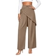 thumbnail image 2 of Xdegoge Wide Leg Pants for Women High Waisted Asymmetrical Wrap Front Skirt Flowy Palazzo Trousers Casual Dressy Office Work Summer Holiday Party Bottoms, 2 of 5