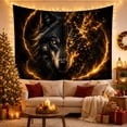 thumbnail image 3 of Fierce Wolf Face in a Fractured Fiery Landscape, Mysterious Gothic for Wildlife Enthusiasts, Dark Fantasy Wall Art, Halloween Gift Tapestry Wall Hanging for Living Room and Bedroom, 3 of 7