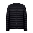 thumbnail image 2 of MPWEGNP Women's V Neck Round Neck Thin Lightweight Pure Color Simple White Duck Down Female Light Down Jacket Black XXL, 2 of 4
