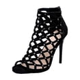 thumbnail image 3 of Abtuhar Womens High Heels Shoes Solid Color Open Toe Back Zip Thin Heel, 3 of 5
