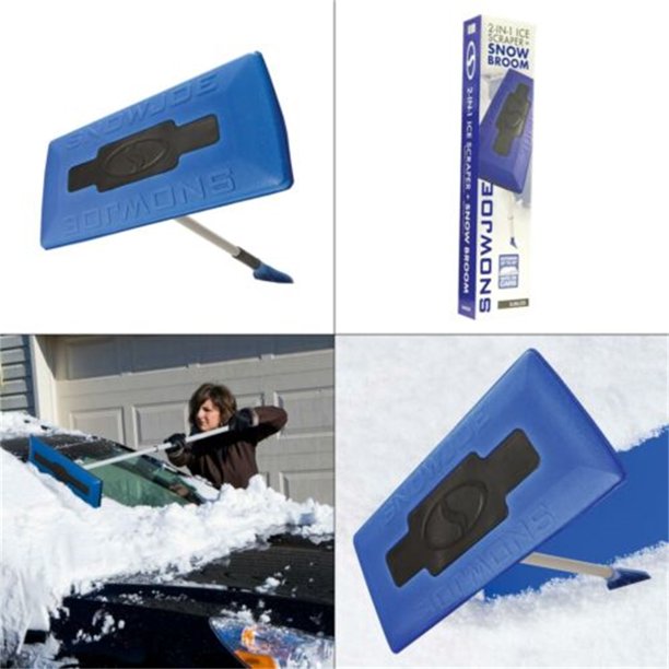 2in1 18 in Foam Head Telescoping Snow Broom + Ice Scraper