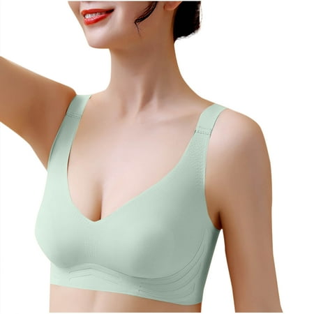 Gnurob Clearance Deals Womens Push Up Everyday Bras Wire Free Basic Bra No Underwire Bralettes Comfortable Seamless Bralette Smooth Brassiere Green Medium