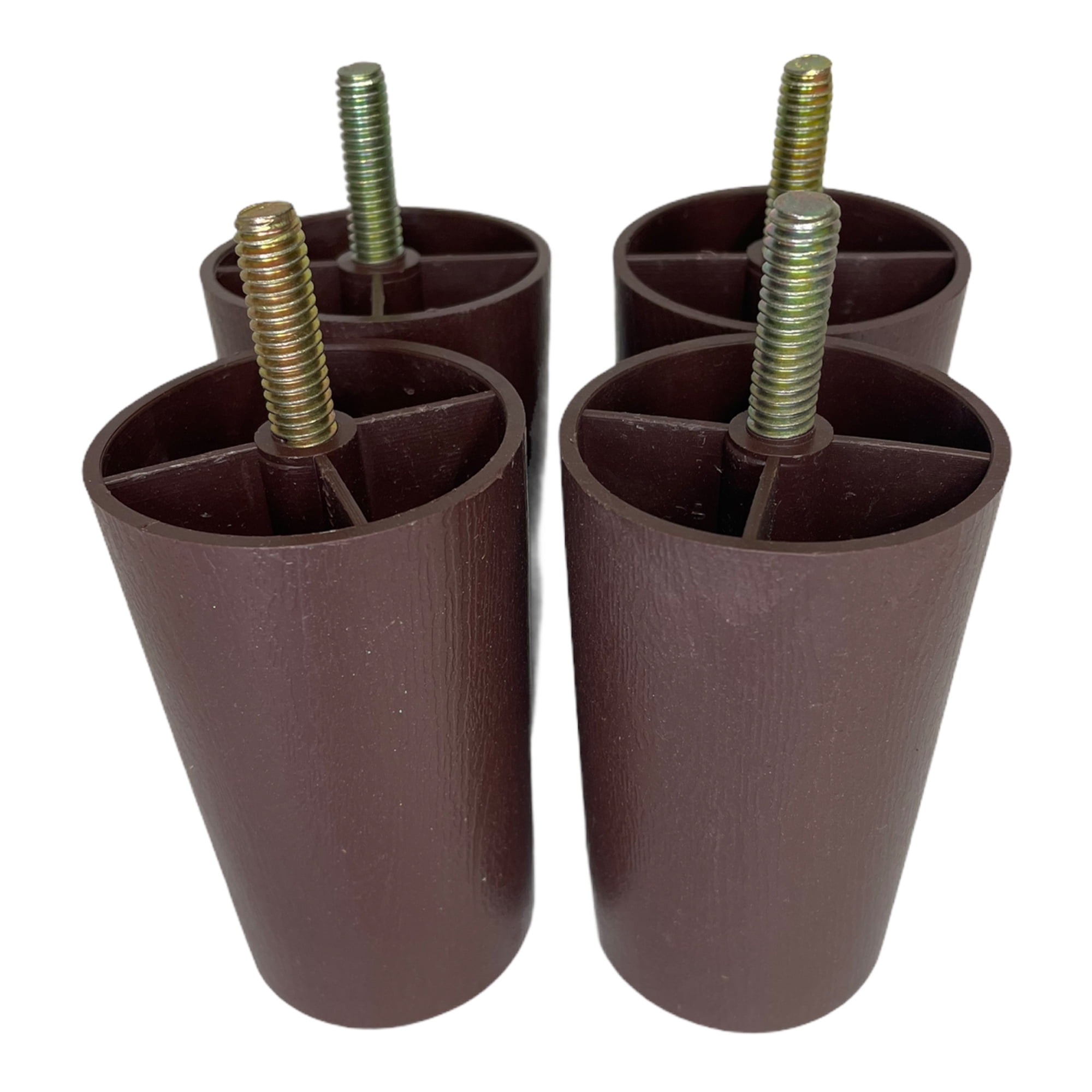 ProFurnitureParts 3.5' Brown Round HDPE PLastic Sofa Leg W/Bolt Set of 4