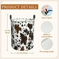 thumbnail image 3 of Farmhouse-style Cow-print Laundry Basket - Foldable Round Basket with Handle, Durable Oxford Cloth Storage Bin, 19.6x15.7 Inches, Suitable for Bathrooms, Bedrooms, Laundry Rooms, 3 of 7