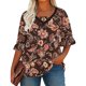 thumbnail image 1 of Camiseta de Manga Corta de Verano de las Mujeres con Cuello en V Impresa con Pliegues en el Pecho Y Mangas de Manguito, Blusa Casual de Poliéster Ligera para Trajes Diarios de Primavera, 1 of 6