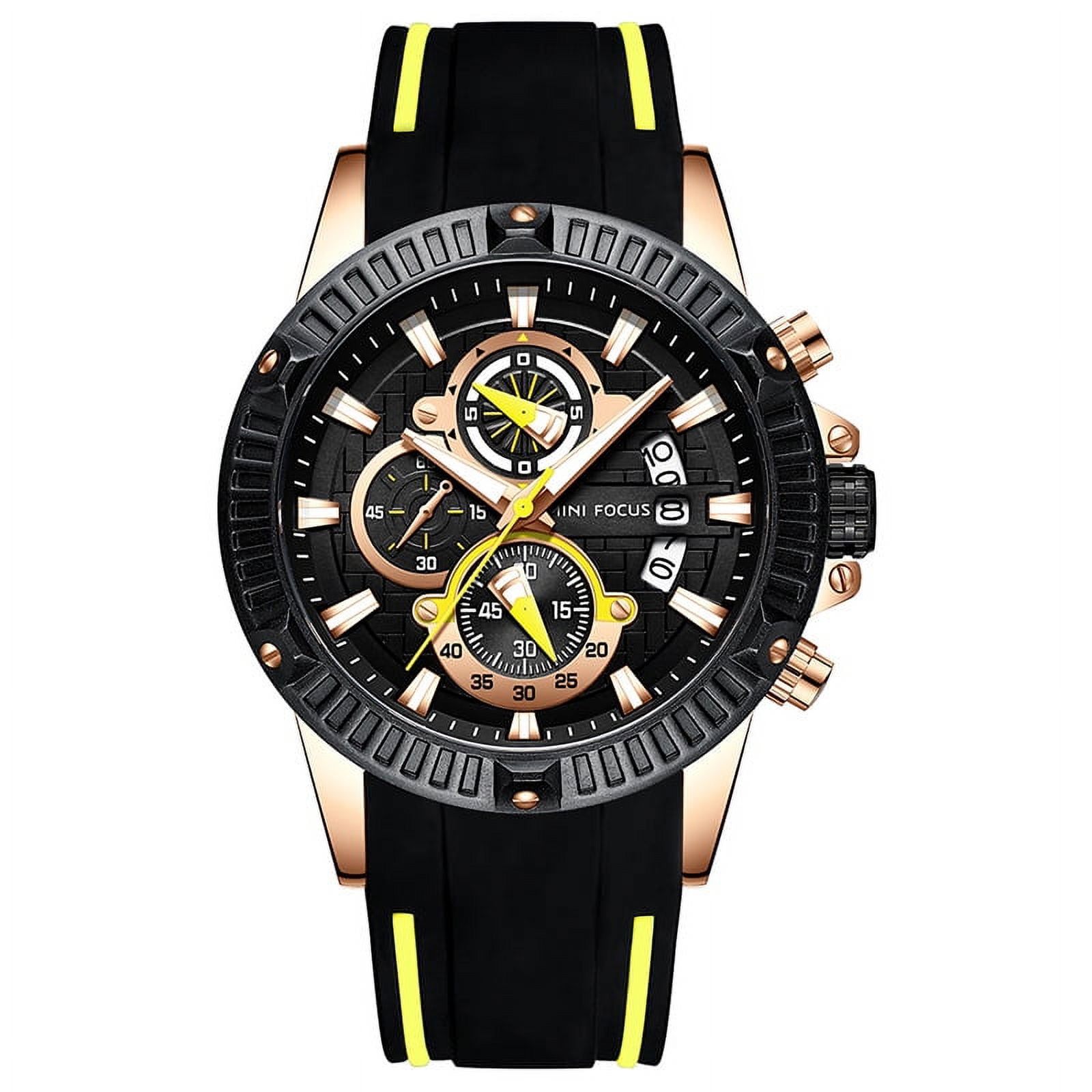 Men Watches Multifunction Chronograph Complete Calendar Waterproof Sport Quartz Wristwatches Luxury Blue Silicone Strap