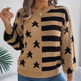 thumbnail image 6 of Fall Womens Sweaters Classic Argyle Striped Knitted Pullover Casual Long Sleeve Crew Neck Vintage Preppy Style Sweater, 6 of 6
