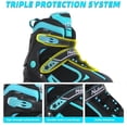 thumbnail image 5 of SubSun Kids Boys Inline Skates Adjustable Blades Skate Light up Wheels Teal Size L, 5 of 6