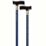 Alex Orthopedic U.S. Navy Height Adjustable Aluminum Walking Cane with Wood Handle - Patriotic Walking Stick with Safety Locking Silencer - 300lbs Weight Capacity