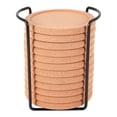 thumbnail image 1 of Posavasos de corcho con borde para bebidas, platillo rústico grueso absorbente con soporte para calentar y agua, los mejores posavasos redondos naturales reutilizables para mesa de bar, taza de vidrio, 1 of 8