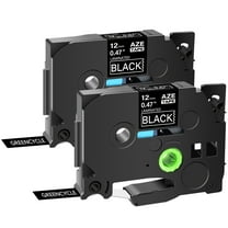 GREENCYCLE 2PK Compatible for Brother P-touch White on Black 12mm 8m TZ TZe TZe-335 TZ-335 TZe335 TZ335 Laminated Label Tape