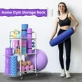 thumbnail image 2 of Home Gym Storage Rack Exercise Equipment Storage Organizer for Yoga Mat Dumbbells Kettlebells Foam Roller Yoga Strap & Resistance Bands, Ideal Yoga Mat Holder & Workout Equipment Organizer, 2 of 14