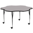 thumbnail image 1 of Mobile 60'' Flower Grey Thermal Laminate Activity Table - Standard Height Adjustable Legs, 1 of 3