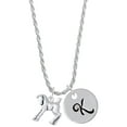 thumbnail image 1 of Delight Jewelry Silvertone Equestrian Horse Silvertone Script Initial Disc - K - Charm Necklace, 20"+3", 1 of 4