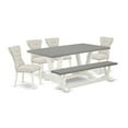 thumbnail image 2 of East West Furniture 6-Pc Kitchen Dining Room Set- 4 Kitchen Parson Chairs with Doeskin Linen Fabric Seat and Button Tufted Chair Back - Rectangular Top & Wooden Legs Modern Dining Table and Dining..., 2 of 10