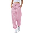 thumbnail image 2 of felwors Cinch Bottom Sweatpants for Women with Pockets Pink, XL, 2 of 7