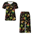 thumbnail image 5 of DISNIMO Jamaican Flag Printed Women's Short Sleeve Pajama Sets, Guitar Printed Pjs Casual 2 Piece Lounge Set Short Sleeve Tops and Capri Pant Lounge, 2XL, 5 of 7