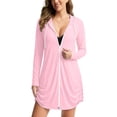 thumbnail image 2 of Women's UPF 50+ Sun Protection Long Shirt Full Zipper Drawing Hem Lightweight Tops for Beach Swimming Outdoor Pink XXXL, 2 of 6