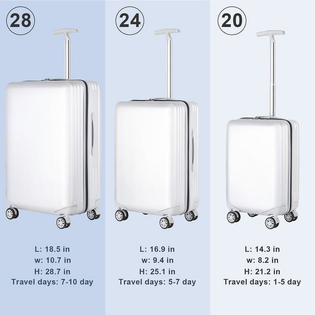 Hikolayae Mesa Collection Hardside Spinner Luggage Sets in White, 3 Piece - TSA Lock