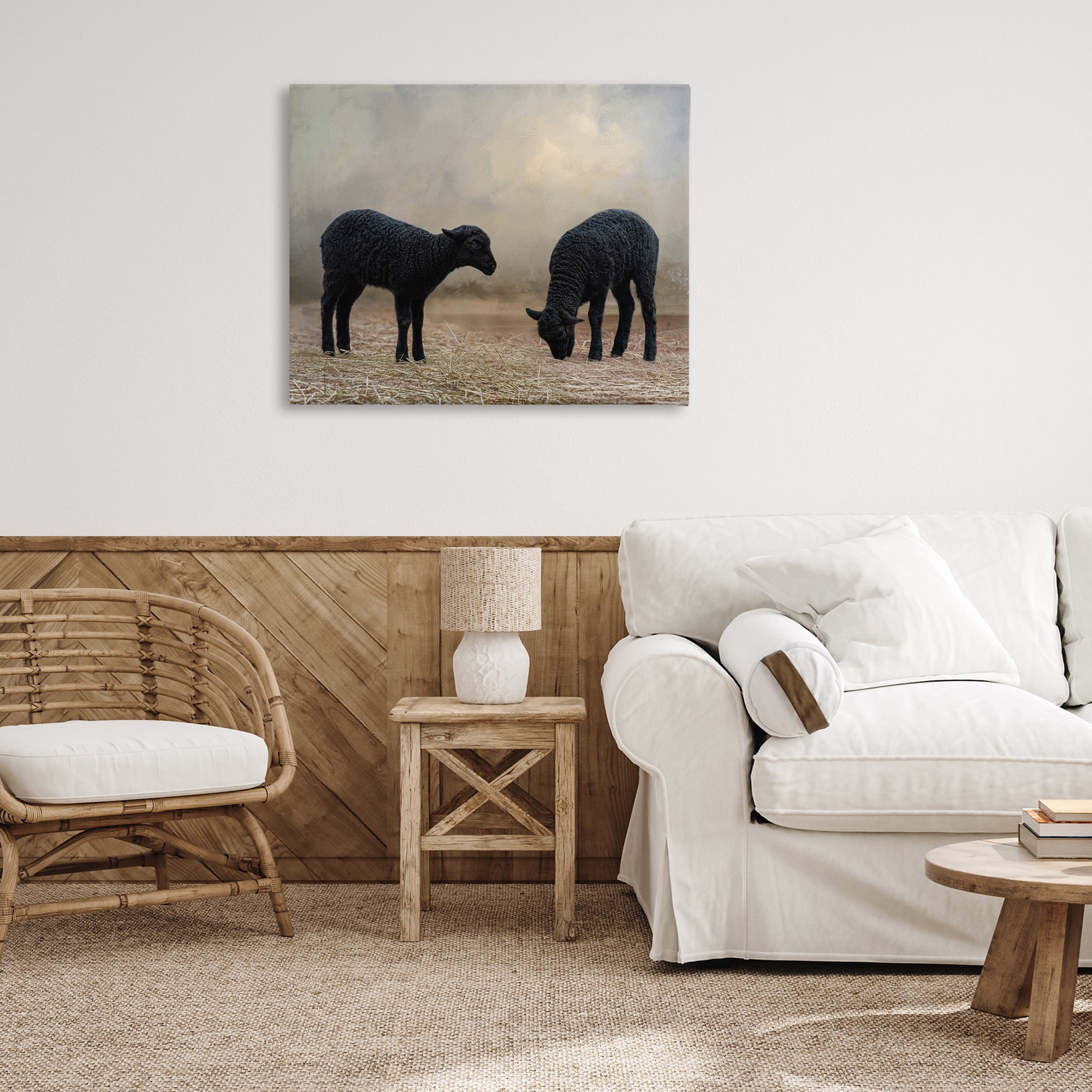 Stupell Industries Black Sheep Grazing Animals & Insects Photography Gallery Wrapped Canvas Art Print Wall Art, 40 x 30
