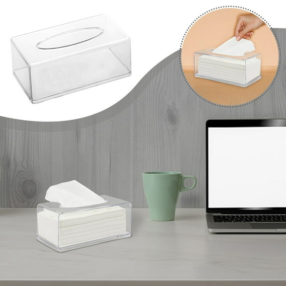 Clear Tissue Box Holder, Large Capacity Napkin Holder, Acrylic Tissue Box Cover, Transparent Napkin Container for Living Room, Bedroom, Bathroom, and Office