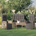 thumbnail image 1 of vidaXL 3 Piece Garden Dining Set with Cushions Grey Poly Rattan, 1 of 4