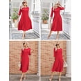 thumbnail image 3 of AURA Plus Size Women's 3/4 Sleeve A-line and Flare Midi Long Dress, 3 of 5