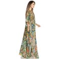 thumbnail image 4 of Sakkas Yeni Women's Short Sleeve V-neck Summer Floral Long Caftan Dress Cover-up - 509 - One Size, 4 of 5