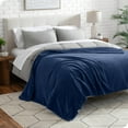 thumbnail image 2 of Bare Home Microplush Fleece Textured Blanket - 300 GSM - Fuzzy Microfleece - Soft & Plush - King, Dark Blue, 2 of 6